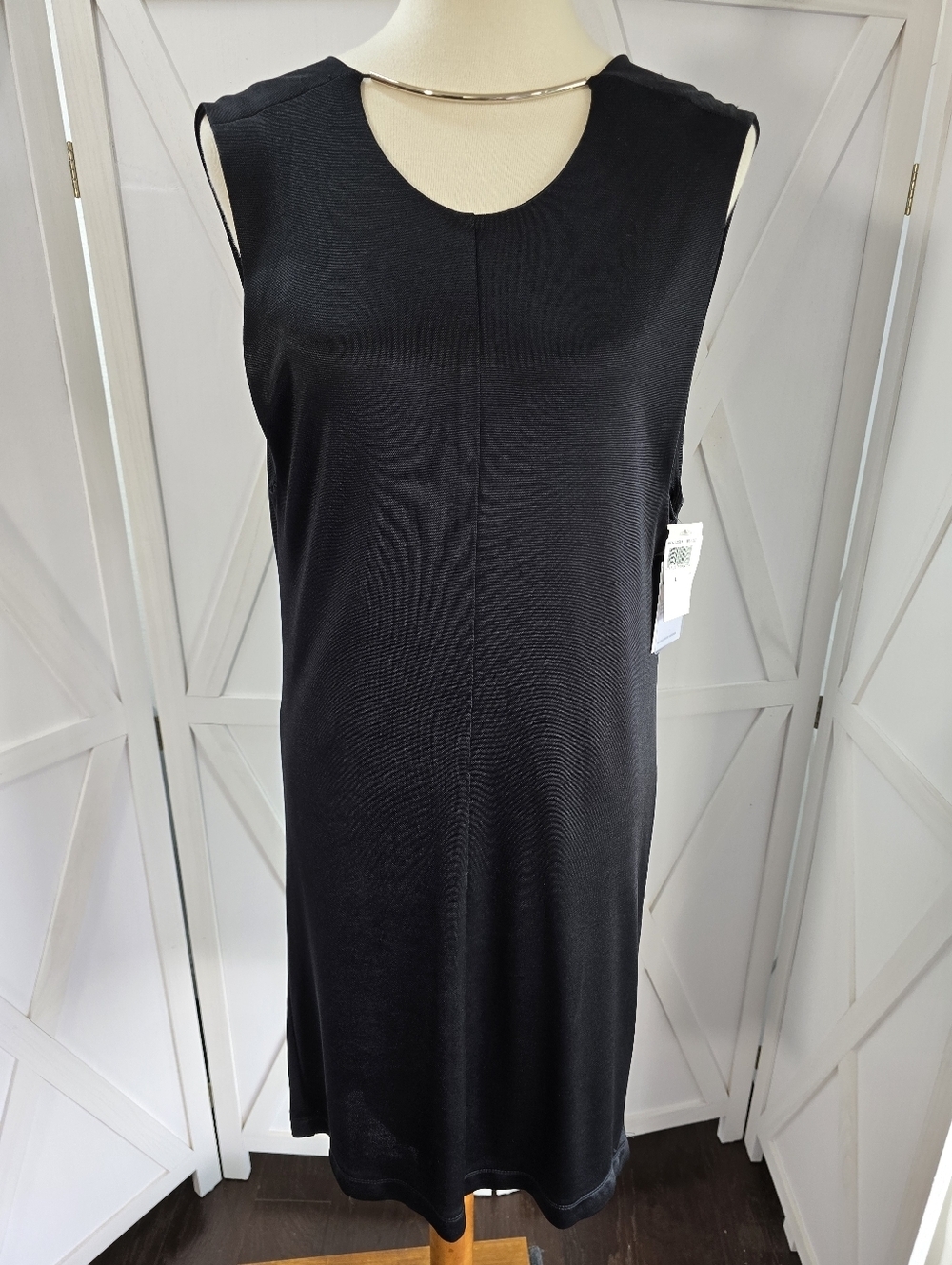 T Alexander Wang Silver Metal Necklace Black Sleeveless Midi Dress (NWT)
